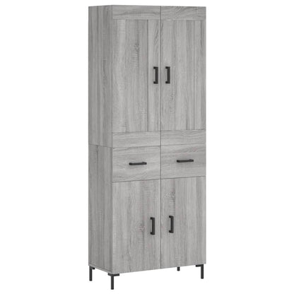 Highboard Grau Sonoma 69,5x34x180 cm Holzwerkstoff