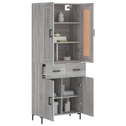 Highboard Grau Sonoma 69,5x34x180 cm Holzwerkstoff