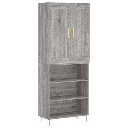 Highboard Grau Sonoma 69,5x34x180 cm Holzwerkstoff