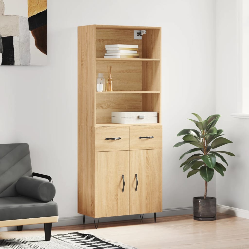 Highboard Sonoma-Eiche 69,5x34x180 cm Holzwerkstoff