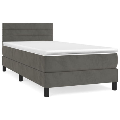 Boxspringbett mit Matratze Dunkelgrau 100x200 cm Samt