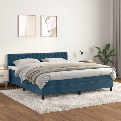 Boxspringbett mit Matratze Dunkelblau 180x200 cm Samt