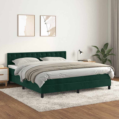 Boxspringbett mit Matratze Dunkelgrün 180x200 cm Samt