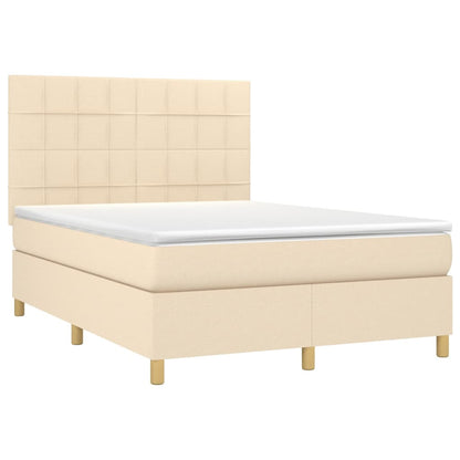 Boxspringbett mit Matratze Creme 140x190 cm Stoff