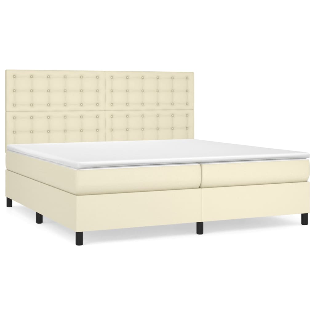 Boxspringbett mit Matratze Creme 200x200 cm Kunstleder