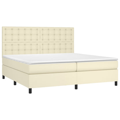 Boxspringbett mit Matratze Creme 200x200 cm Kunstleder