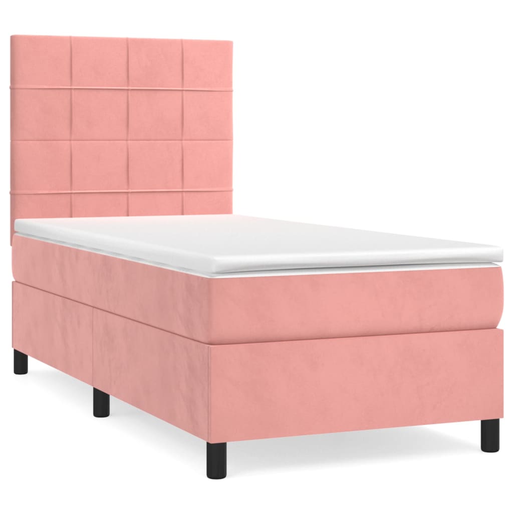 Boxspringbett mit Matratze Rosa 90x190 cm Samt