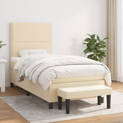 Boxspringbett mit Matratze Creme 90x190 cm Stoff