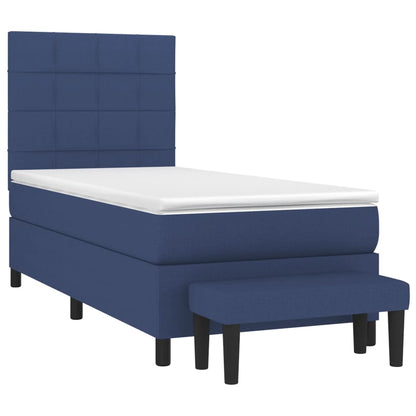 Boxspringbett mit Matratze Blau 100x200 cm Stoff