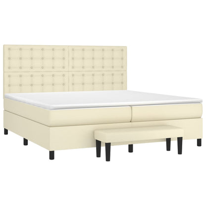 Boxspringbett mit Matratze Creme 200x200 cm Kunstleder