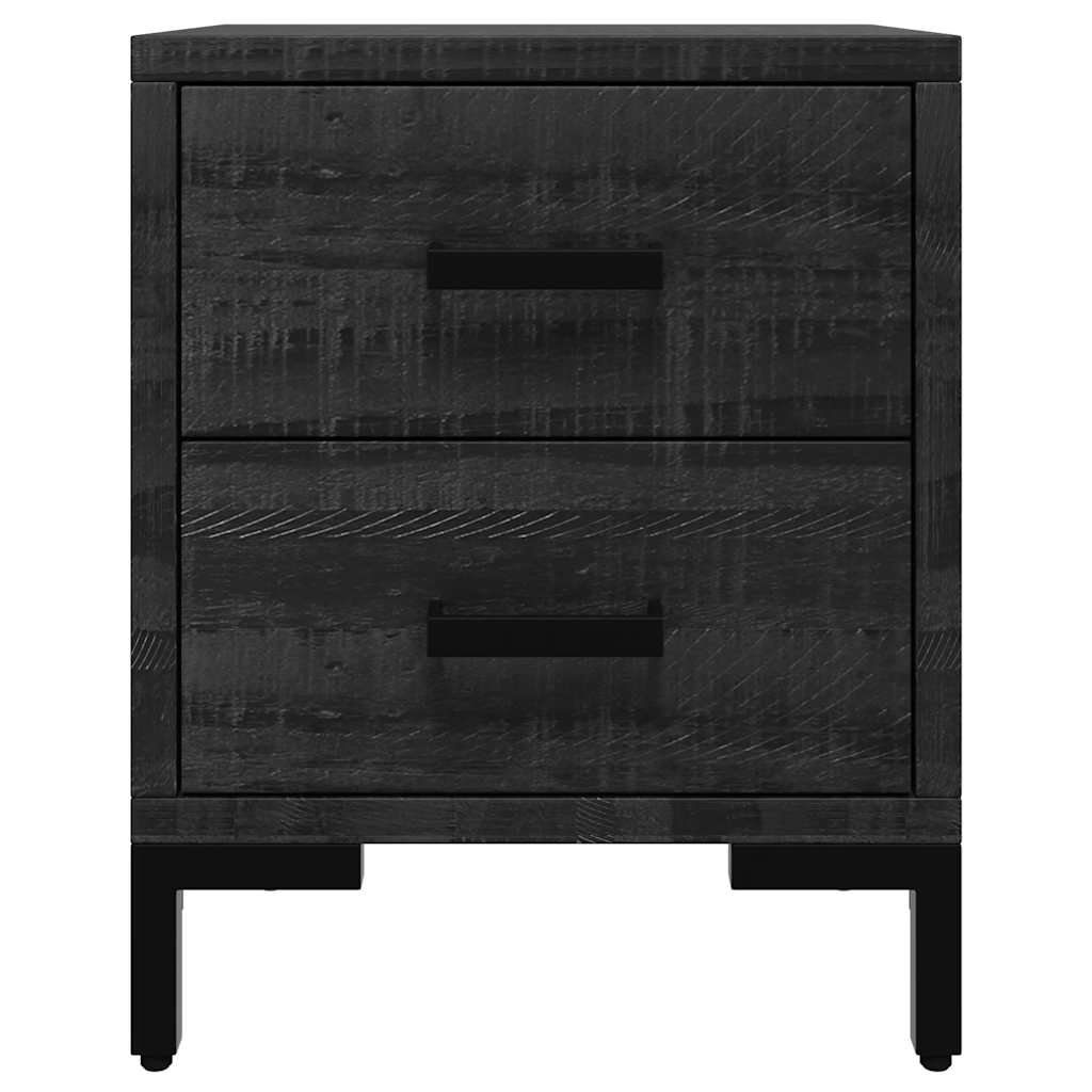 Nachttische 2 Stk. Schwarz 36x30x45 cm Massivholz Kiefer