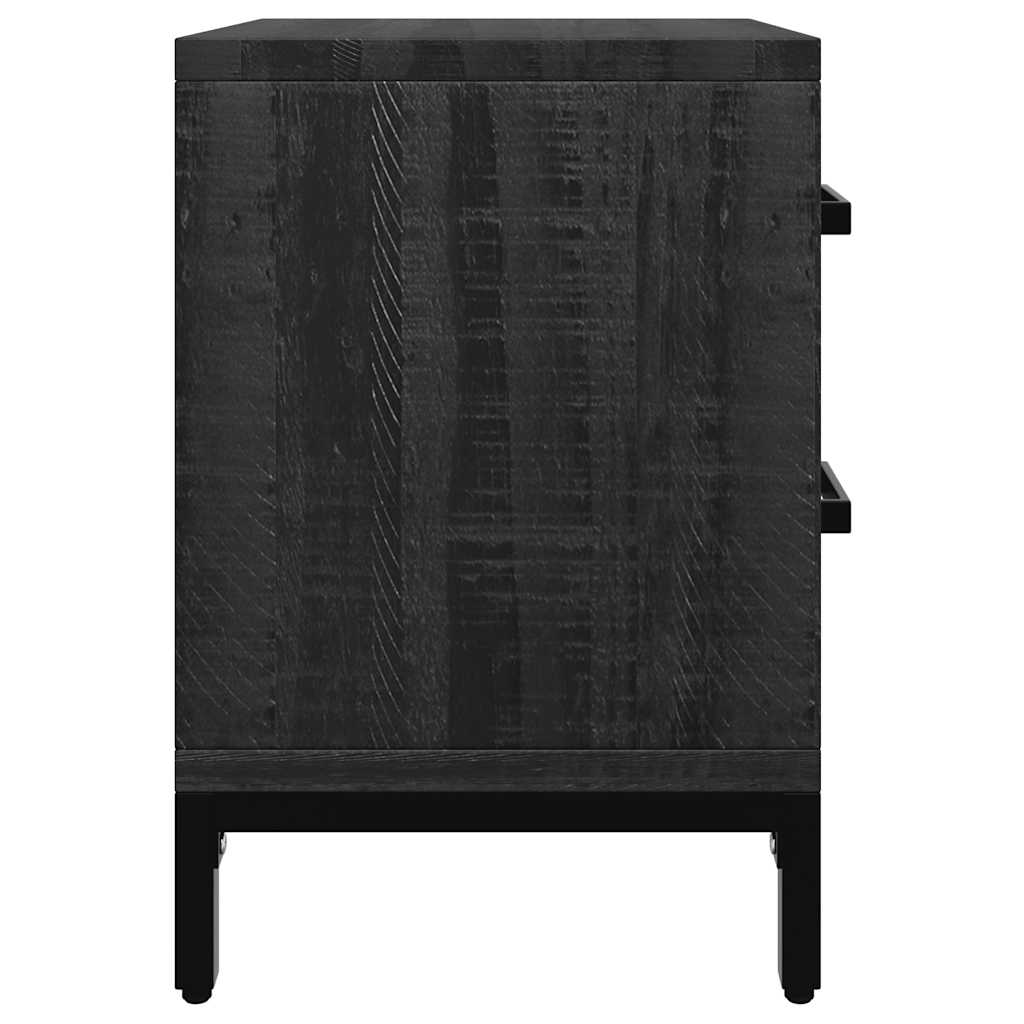 Nachttische 2 Stk. Schwarz 36x30x45 cm Massivholz Kiefer