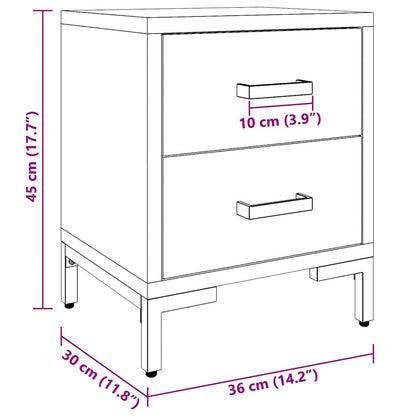 Nachttische 2 Stk. Schwarz 36x30x45 cm Massivholz Kiefer