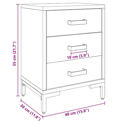 Nachttische 2 Stk. Schwarz 40x30x55 cm Massivholz Kiefer
