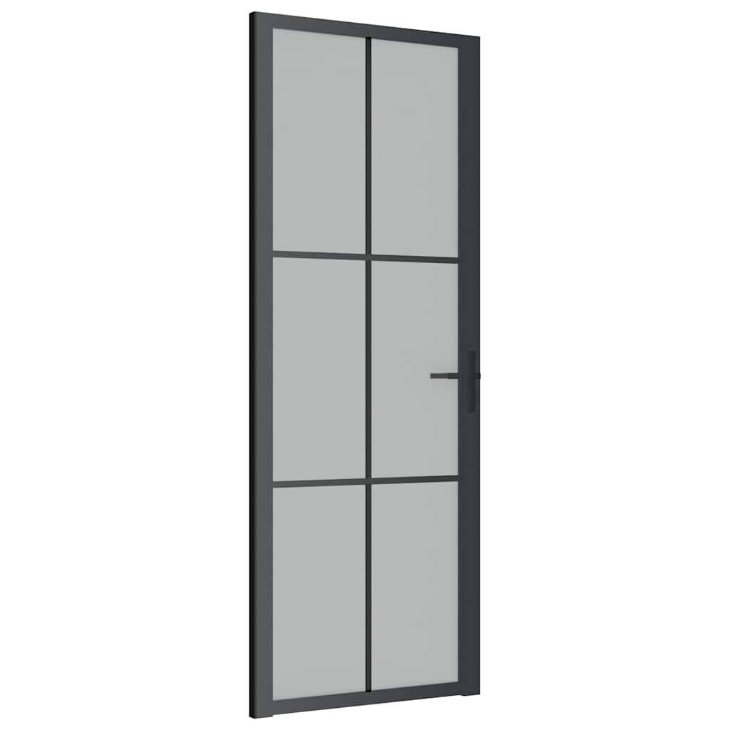 Innentür 76x201,5 cm Schwarz Mattglas und Aluminium