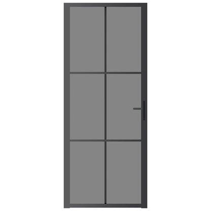 Innentür 83x201,5 cm Schwarz ESG-Glas und Aluminium