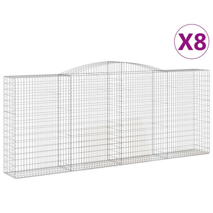 Gabionen mit Hochbogen 8 Stk. 400x50x160/180cm Verzinktes Eisen