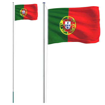 Flagge Portugals mit Mast 6,08 m Aluminium