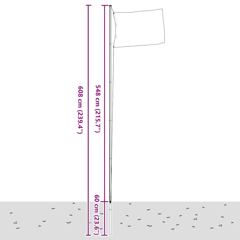 Flagge Portugals mit Mast 6,08 m Aluminium