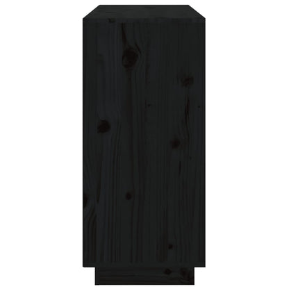Sideboard Schwarz 111x34x75 cm Massivholz Kiefer