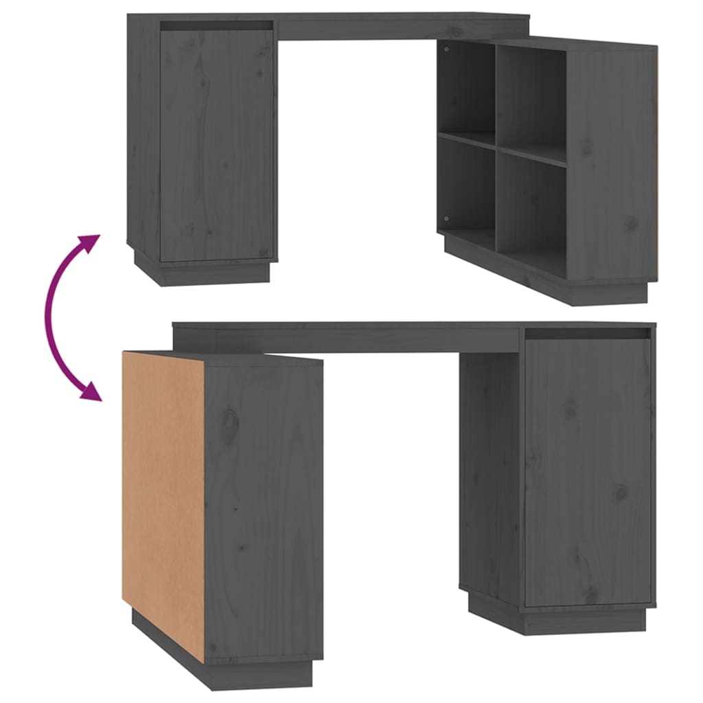 Schreibtisch Grau 110x50x75 cm Massivholz Kiefer