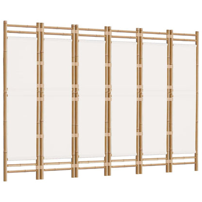 6-tlg. Paravent Faltbar 240 cm Bambus und Canvas