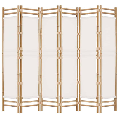 6-tlg. Paravent Faltbar 240 cm Bambus und Canvas