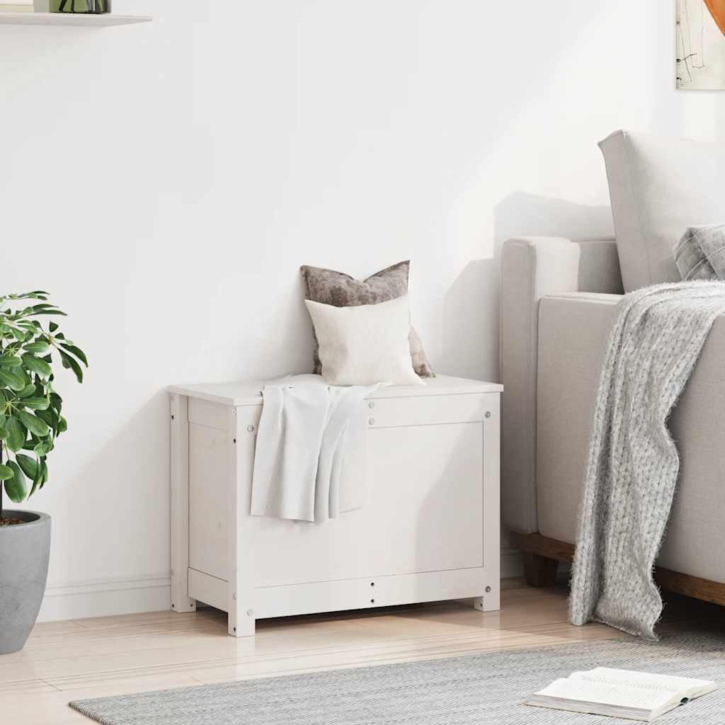 Truhe Weiß 60x32x45,5 cm Massivholz Kiefer