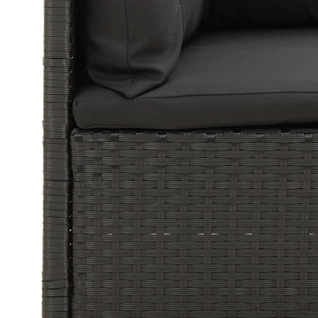 5-tlg. Garten-Lounge-Set mit Kissen Schwarz Poly Rattan