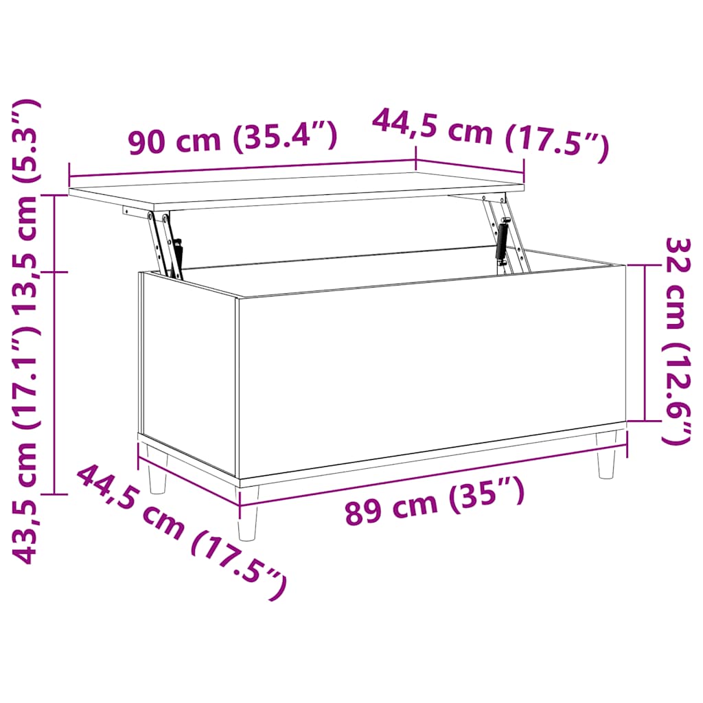 Couchtisch Betongrau 90x44,5x45 cm Holzwerkstoff
