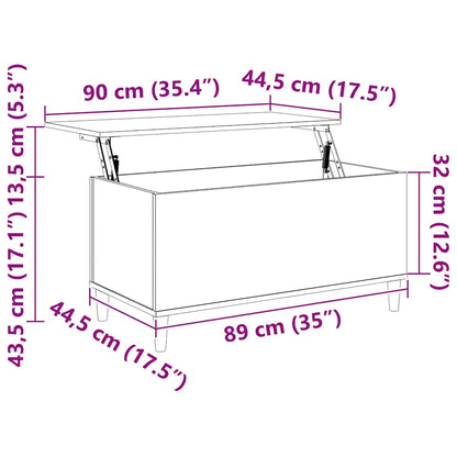 Couchtisch Räuchereiche 90x44,5x45 cm Holzwerkstoff