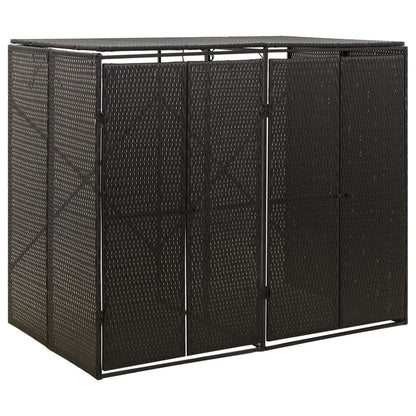 Mülltonnenbox für 2 Tonnen Schwarz 140x80x117 cm Poly Rattan