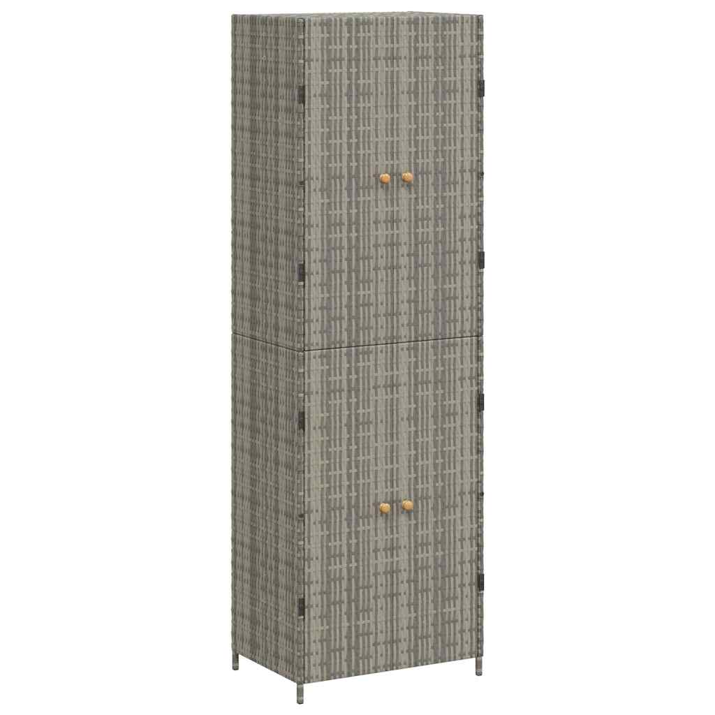 Gartenschrank Grau 59x40x180 cm Poly Rattan