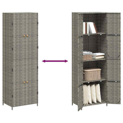 Gartenschrank Grau 59x40x180 cm Poly Rattan