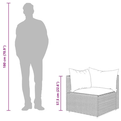 4-tlg. Garten-Lounge-Set mit Kissen Schwarz Poly Rattan