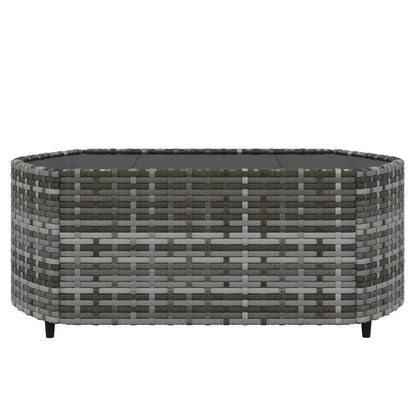 4-tlg. Garten-Lounge-Set mit Kissen Grau Poly Rattan