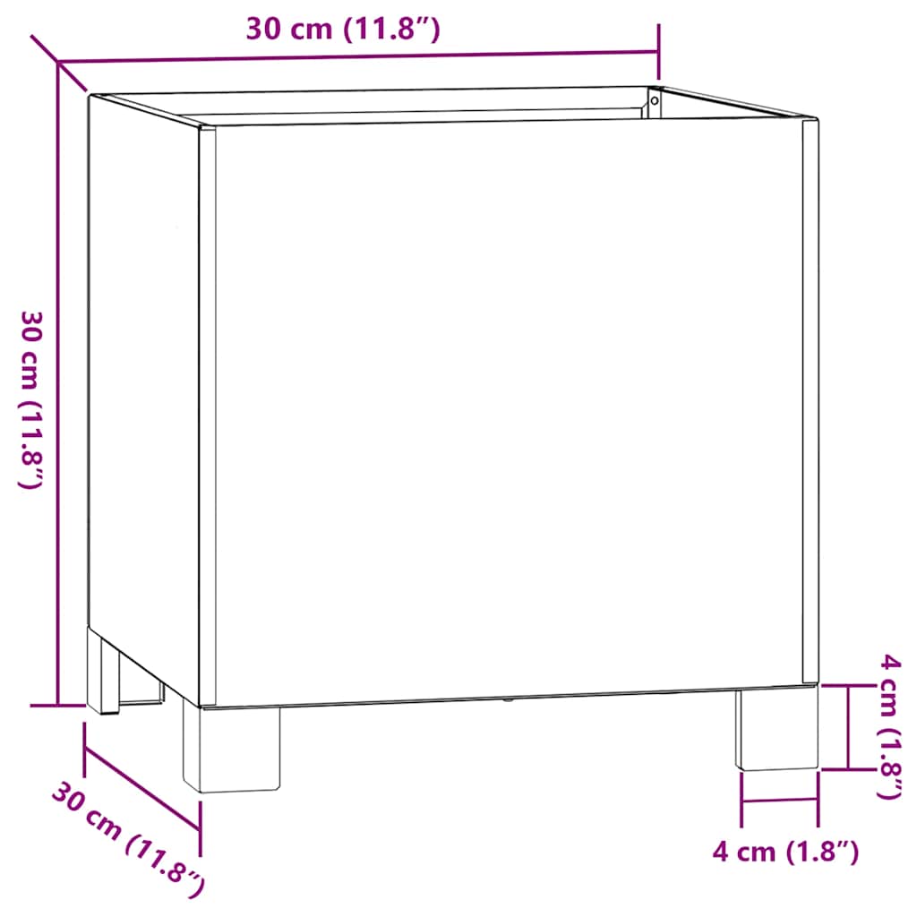 Pflanzkübel mit Beinen Rostig 30x30x30 cm Cortenstahl