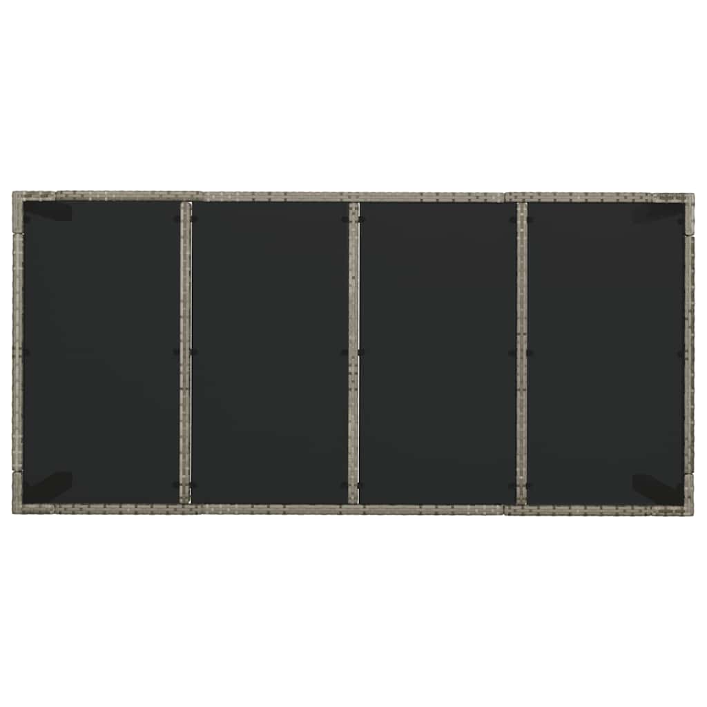 Gartentisch mit Glasplatte Grau 190x90x75 cm Poly Rattan