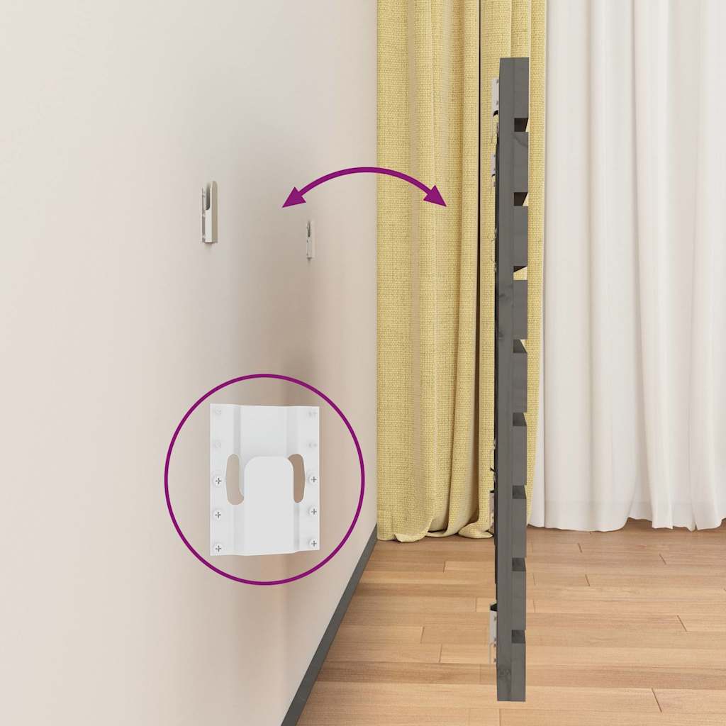 Wand-Kopfteil Grau 141x3x63 cm Massivholz Kiefer