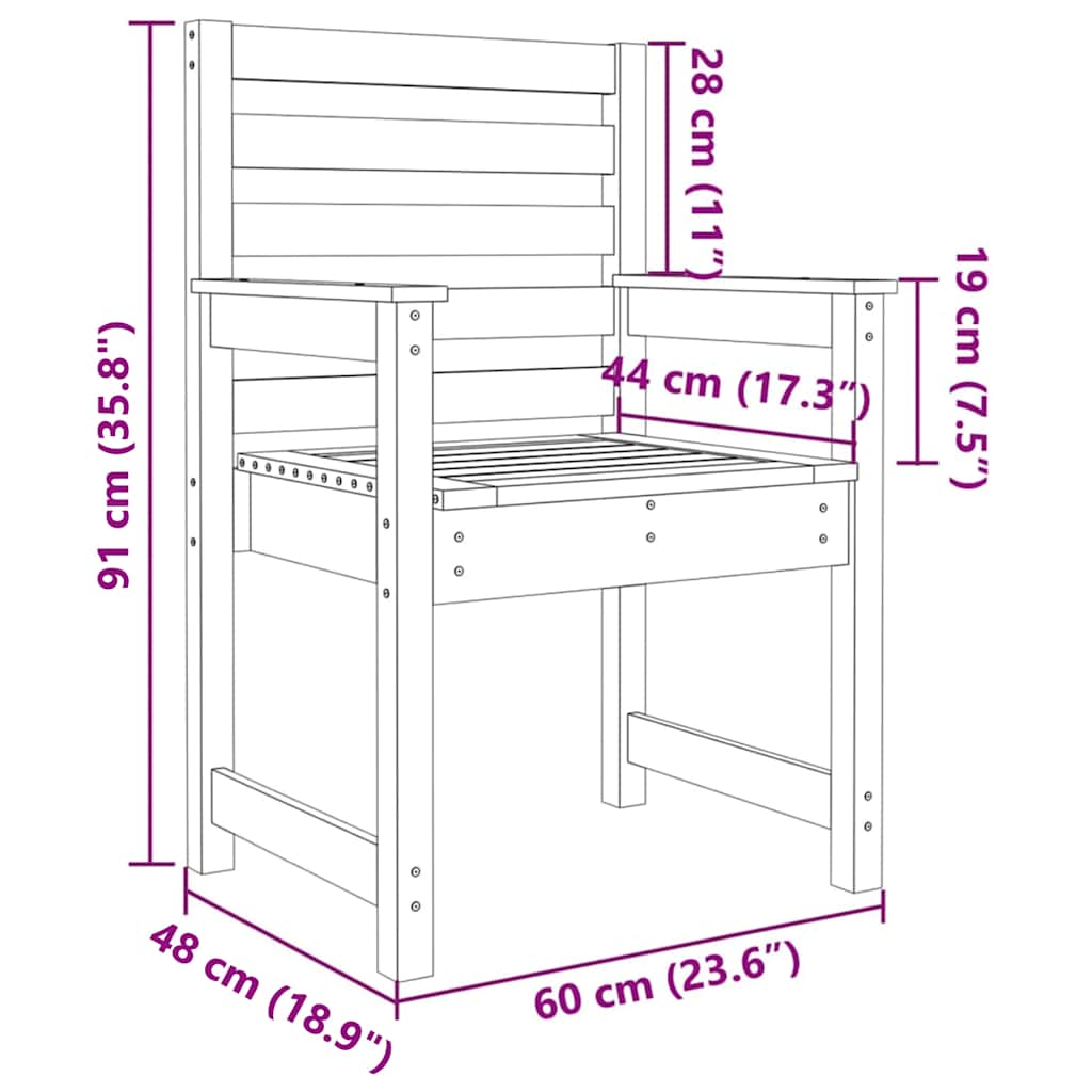 Gartenstühle 2 Stk. 60x48x91 cm Massivholz Kiefer