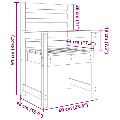 Gartenstühle 2 Stk. 60x48x91 cm Massivholz Kiefer