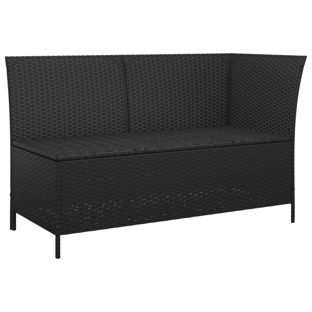 3-tlg. Garten-Lounge-Set mit Kissen Schwarz Poly Rattan