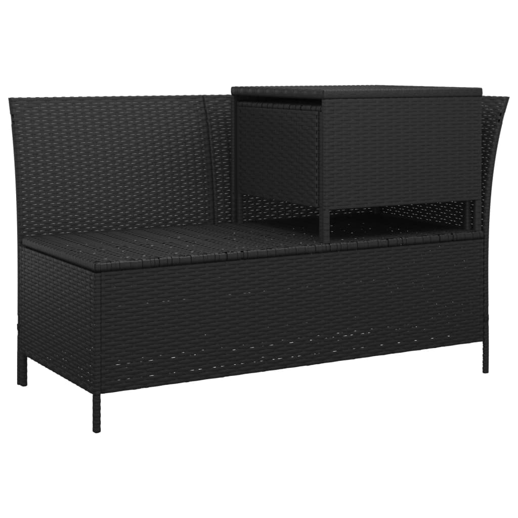 3-tlg. Garten-Lounge-Set mit Kissen Schwarz Poly Rattan