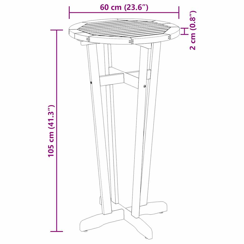 Garten-Bartisch Ø60x105 cm Massivholz Akazie