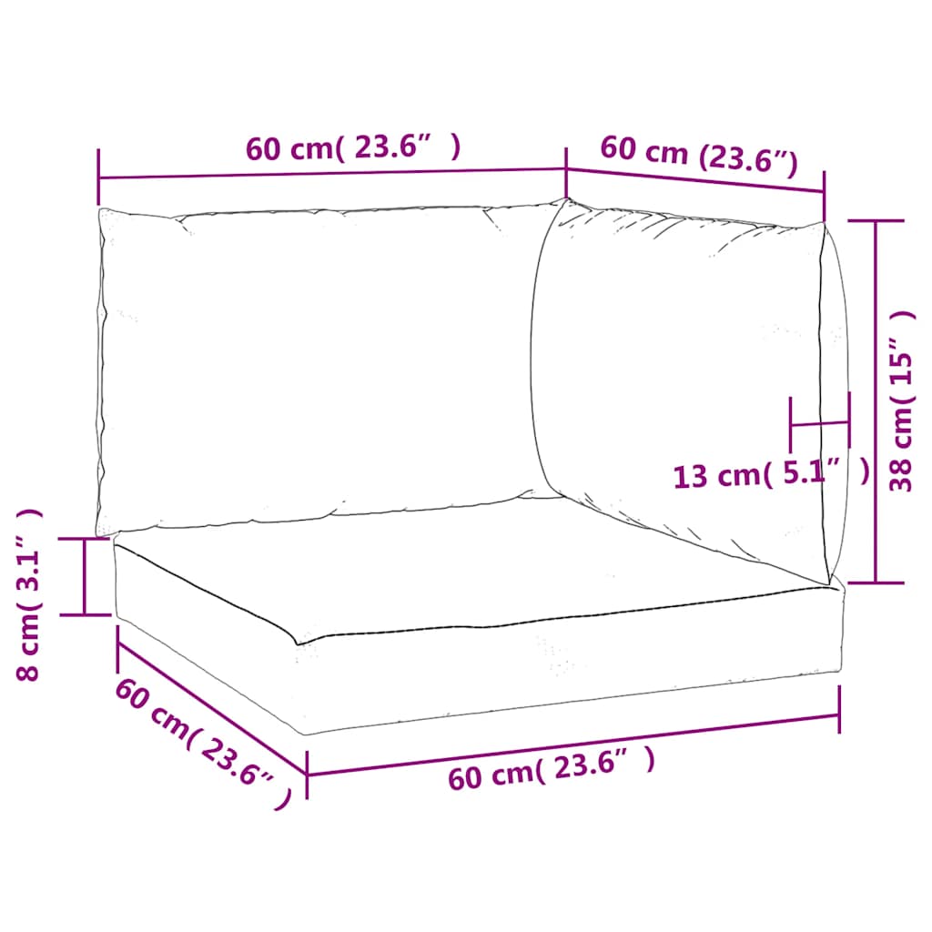 Palettenkissen 3-tlg. Weinrot Oxford-Gewebe