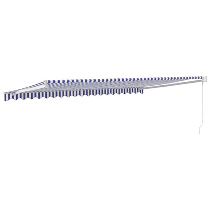 Markise Einziehbar Blau und Weiß 5x3 m Stoff und Aluminium