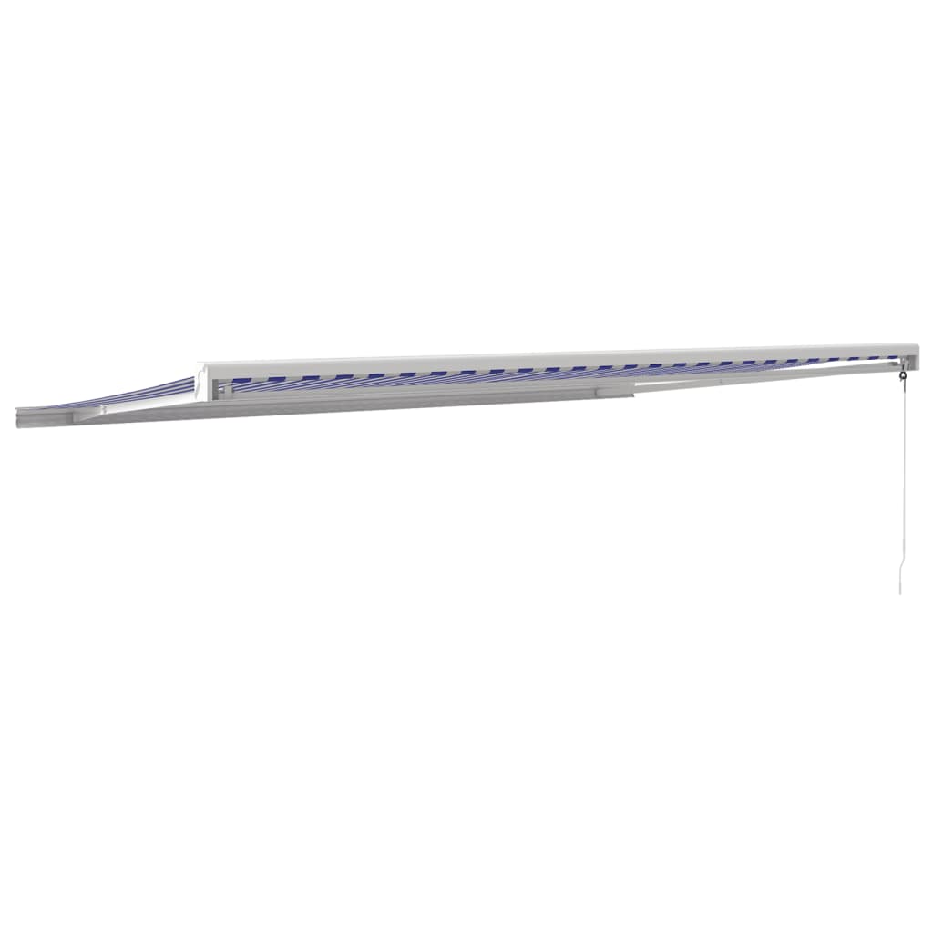 Markise Einziehbar Blau und Weiß 5x3 m Stoff und Aluminium