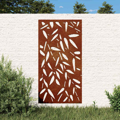 Garten-Wanddeko 105x55 cm Cortenstahl Bambusblatt-Design