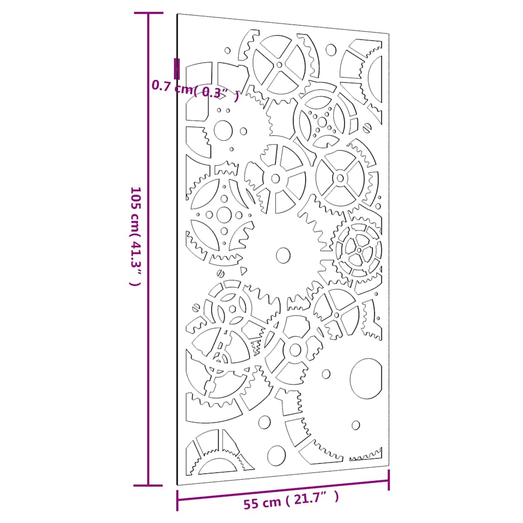Garten-Wanddeko 105x55 cm Cortenstahl Zahnrad-Design