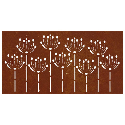 Garten-Wanddeko 105x55 cm Cortenstahl Blumen-Design